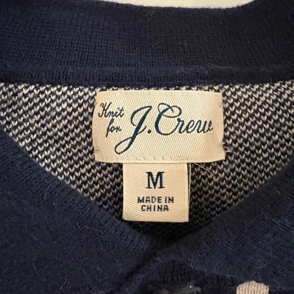J. Crew Cotton Bird's-Eye Short-Sleeve Polo Sweater in Navy - Size Medium - Picture 4 of 4